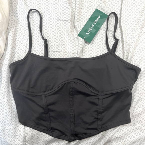 GRAY SHIEN CROPPED TANK TOP - Picture 1 of 2